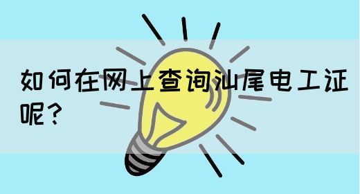 如何在网上查询汕尾电工证呢？